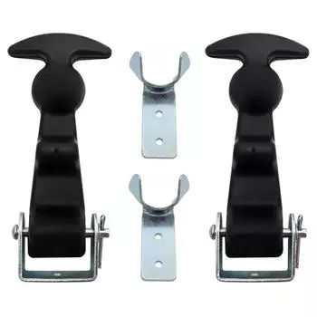 2Pcs Black T-Handle Draw Latches with Brackets For Vehicle Engine Hood, Tool Box