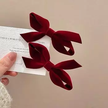 2pcs Black Velvet Hair Bow Clips for Women Solid Color Bowknot Hairpins Fashion Barrettes Simple Hair Accessories Size fits all