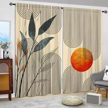 2pcs Bohemian abstraction Printed Curtain for Home Decor - Rod Pocket Window Treatment for Bedroom, Office, Kitchen, Living Room 52.5cmX116cmX2pcs