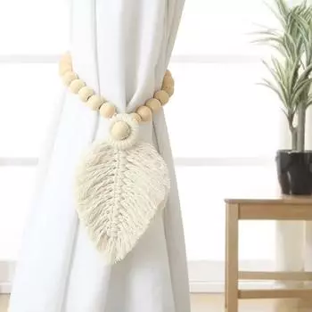 2PCS Bohemian Drapes Holder Cotton Curtain Hanging Strap Home Decor Curtain Tiebacks Balcony бежевый