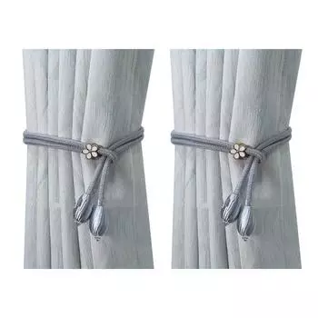 2Pcs Boho Style Curtain Straps Handmade Natural Cotton Linen Curtain Ties Decorative Curtain Rack Balcony Towel Holder серый