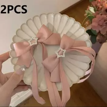 2PCS Bows Hair Clips Bow Barrette Headband for Girl Hair Bow Ribbon Hair Clip FJBJ06