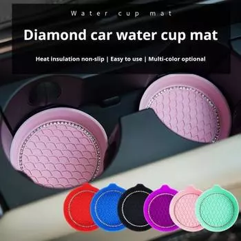 2Pcs Car Coasters Wear Resistant Universal Fit Scratch Prevention Heat Insulated Non Slip Cup Holder Mats Silicone Cup Holder Insert чёрный