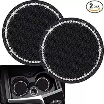 2PCS Car Cup Coaster Universal Non-Slip Cup Holders Bling Crystal Rhinestone Car Interior Accessories