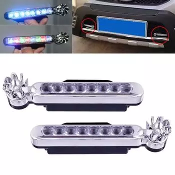 2pcs Car Daytime Running Lights LED Floodlights Wind Powered Car Lights with Rotating Fan Running Lights Decorative Lamp Front синий