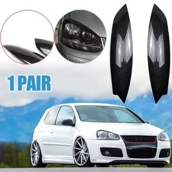 2Pcs Car Headlights Eyebrow Eyelids Chrome Trim Car Black Exterior Stickers Accessories Cover for VW GOLF MK5 GTI R 2005-2007 чёрный