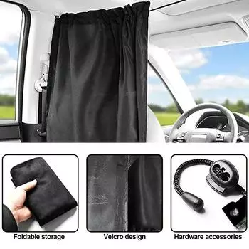 2PCS Car Isolation Curtain Sealed Taxi Cab Partition Protection Commercial Vehicle Air-conditioning Sunshade and Privacy Curtain