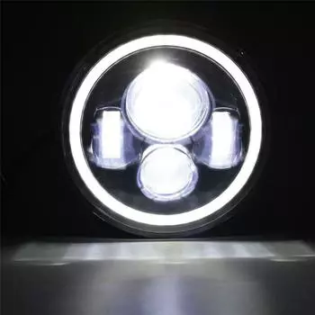 2Pcs Car LED Headlight With H4 To H13 Wiring Round Motorcycle LED Headlamp Distance Light Four Lighting Modes Motorcycle Light