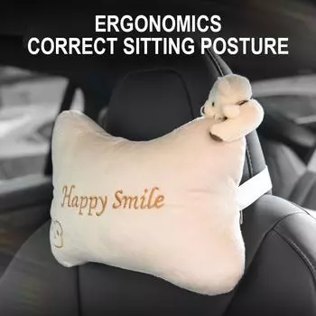 2pcs Car Neck Pillow Seat Headrest Universal Car Neckrest Support Breathable Fabric Cover Relieve Soreness for Travel