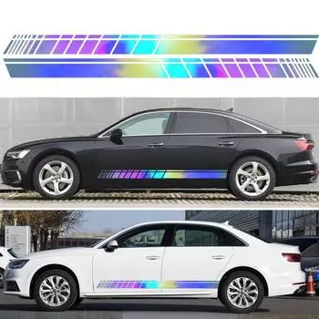 2 шт., самоклеящаяся боковая полоса автомобиля, хороший визуальный эффект, водонепроницаемый кузов автомобиля с обеих сторон