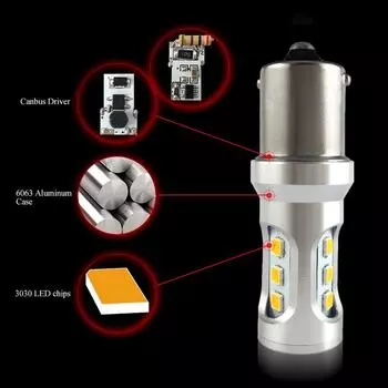 2PCS Car Tail Light LED BA15S Auto Brake Reverse Lamp DRL Rear Parking Bulbs