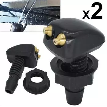 2Pcs Car Universal Front Windshield Wiper Nozzle Jet Sprayer Kits Sprinkler Water Fan Spout Cover Washer Outlet Adjustmen