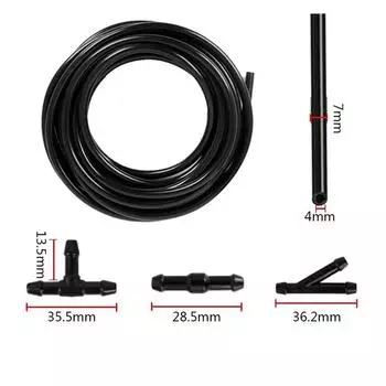 2Pcs Car Water Spray Jet Nozzle & 2 Meters Hose For Kia Ceed Toyota Honda Nissan