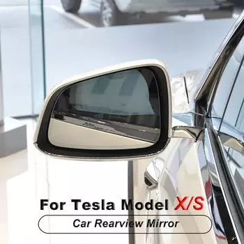 2Pcs Car Wide Angle View Anti Glare Door Mirror Rearview Mirror Glass Blue Light Anti-Vertigo for Tesla Model X S Accessories