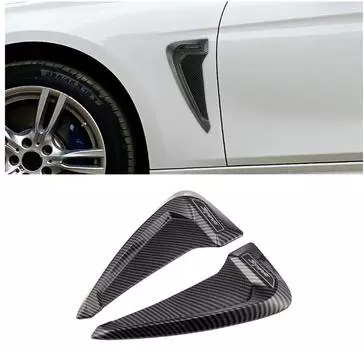 2Pcs Carbon Fiber Look Air Flow Vent Fenders Side Decor Stickers Trim Universal