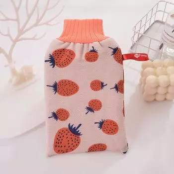 2PCS Cartoon Fruit Printed Double-sided Rubbing Back Gloves Portable Cute Shower Brush Delicate Thickened Shower Gloves Women синий