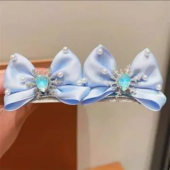 2PCS Children s hair hairpin headwear, sweet three-dimensional crown clip for baby girls, princess mesh, bow hair clip