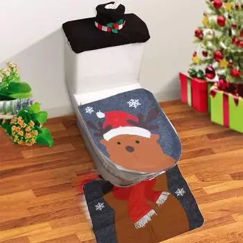 2 шт. Рождественский олень чехол для сиденья унитаза коврик украшение для дома ванная комната рождественские декоративные подарки 1 set