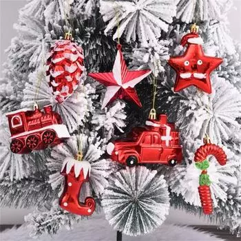2pcs Christmas Pinecones Crutch Star Ornaments Hanging Decorations for XmasTree Pendant New Year Holiday Party Supplies
