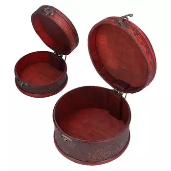 2Pcs Classical Jewelry Box with Buckle Cylinder Shape Antique Storage Case for Necklace Bracelet