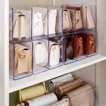2Pcs Clear Bag Storage Divider, Acrylic Closet Finishing Divider Purse Handbag Storage Rack, Transparent Bag Organizer Stand
