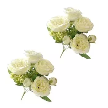 2pcs Cloth Home Simulation Bouquet With High Fidelity And Durability Artificial Flowers Decor Healthy Safe white белый