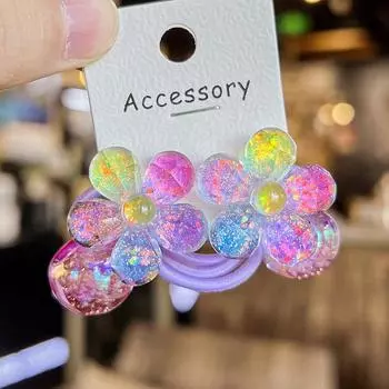 2PCS Colorful Crown Bear Elastic Hair Bands for Girls Lovely Children Hair Accessories Baby Headwear Ties