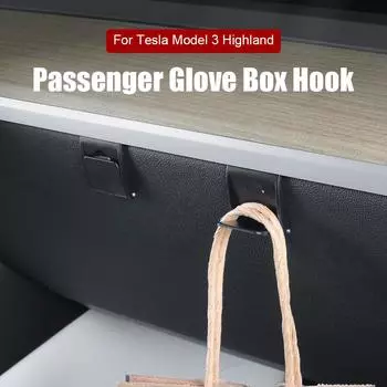 2pcs Concealed Front Passenger Glove Box Hook Holder For Tesla Highland Umbrella Bag Storage Car Interior Accessories A8D9