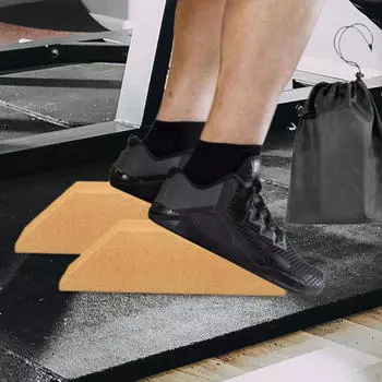 2Pcs Cork Squat Wedge Blocks Slant Board Portable Incline Exercise Brick Calf Stretcher for