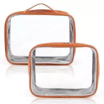 2Pcs Cosmetic Holder Bag Large Capacity Women PU Makeup Bag Transparent Cosmetic Pouch Waterproof Outdoor Travel Bag чёрный