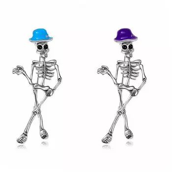 2pcs Creative Halloween Skeleton Brooch Hat Backpack Decor Exquisite Skull Brooch Pin Gift
