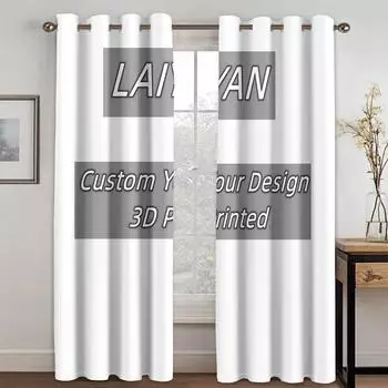 2PCs Custom Curtains W400H180 400W180H(CM)&Hook