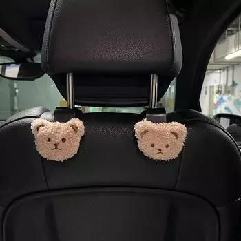 2PCS Cute Bear Universal Auto Seat Headrest Hook Storage Hanger Car Vehicle Back Seat Organizer Holder Car Interior Accessories