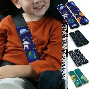 2Pcs Cute Cartoon Car Seat Belt Shoulder Cover Thickened Soft Children Safety Seat Belt Pad Protector Auto Interior Accessories