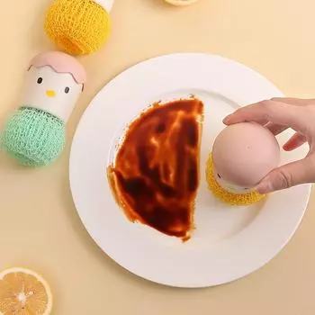 2pcs Cute chicken Cleaning Ball Kitchen Cleaning Tools Kitchen Brush Cleaning Sponge Pan Brush жёлтый