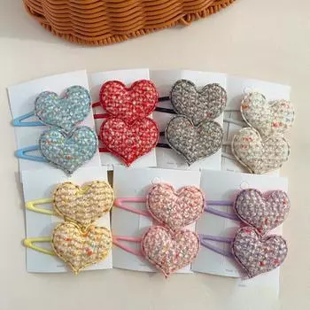 2 шт. милые принцессы универсальные шерстяные заколки в форме сердца для девочек детские головные уборы заколки для волос заколки аксессуары для волос розовый