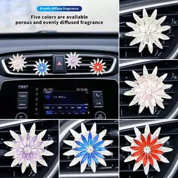 2 шт. освежитель воздуха для автомобиля Diamond Crystal с подсолнухами, зажим для вентиляционного отверстия, диффузор для духов, автомобильные аксессуары для девочек, освежитель воздуха