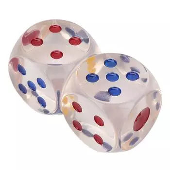 2Pcs Dice Plastic Transparent Waterproof Antioxidant Number Dots 6 Sided Dice for Board Games Education 3.5cm