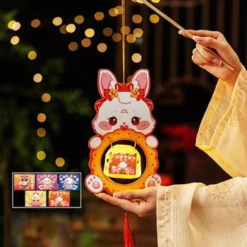 2pcs DIY Craft Festival Lantern Material Kit Ancient Style Handheld Lantern Cultural Event Style 10