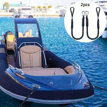 2 шт. Швартовочный канат для дока (с зажимом из нержавеющей стали) для лодочных причалов, байдарок, гидроциклов, понтонов, каноэ, моторных лодок Pack of 2 чёрный