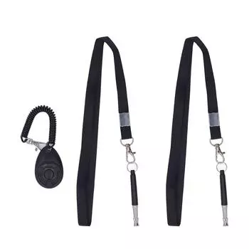 2Pcs Dog Whistle Black 3in Long Adjustable Pitch Strong Metal Silent Dog Whistle with Lanyard for
