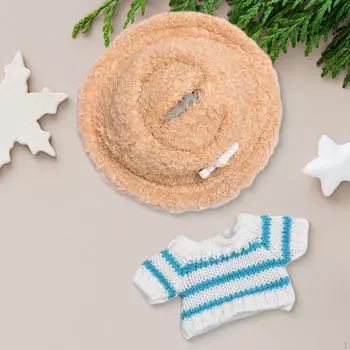 2Pcs Dolls Striped Sweater and Hat, Miniature Clothes Accessory, Handmade Clothing Costume for