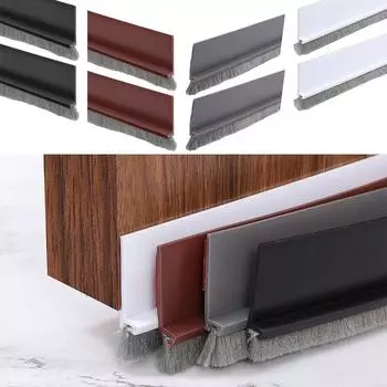 2 шт. уплотнительная полоса для нижней двери с щеткой, звукоизоляционная уплотнительная полоса, фурнитура, ветрозащитная, противохолодная, уплотнительная прокладка для дверного зазора 100 см серый