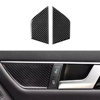 2pcs Door Handle Cover Trims For Mercedes-Benz C Class W204 2007-13 Carbon Fiber