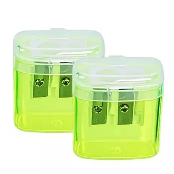 2Pcs Dual-Hole Pencil Sharpener with Lid Colored Manual Pencil Sharpener Cute Portable Students Pencil Sharpener for School Office 2pcs