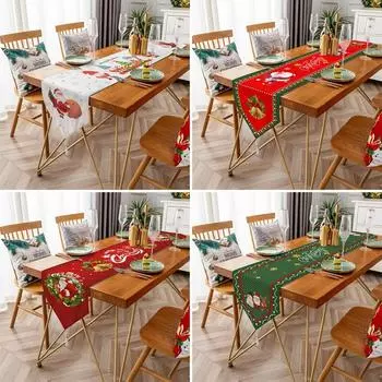 2pcs Dust-proof Table Flag Coffee Table Christmas Decoration Table Cloth Holiday Gifts Table Cloth Tablecloth 33 * 150Cm