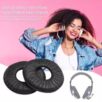 2pcs Ear Pillow Black/White Soft Sponge for MDR-ZX100 ZX300 (Black)