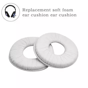 2pcs Ear Pillow Black/White Soft Sponge for MDR-ZX100 ZX300 (White)