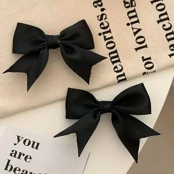 2pcs Elegant Bow Ribbon Hair Clips Women Solid Color Retro Satin Bowknot Clips Girls Korean Hairpins Party Hair Accessories Size fits all
