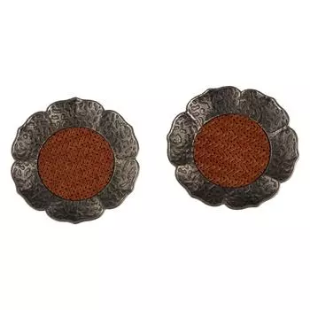 2pcs Elegant Heat Insulation Mat Zinc Zinc Alloy Tea Coaster Rattan Woven Coaster Home style B